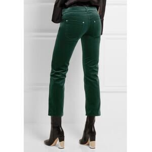 MM6 MAISON MARTIN MARGIELA Emerald Green Velvet Cropped Jeans